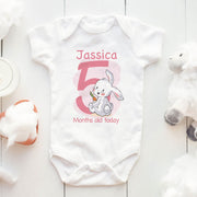 Personalised Bunny Monthly Milestone Bodysuit | Blue & Pink Custom Name Baby Grows Set 1-12 Months