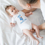 Personalised Cute Letters Monthly Milestone Bodysuit | Blue & Orange Custom Name Baby Grows 1-12 Months