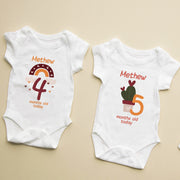 Personalised Llama Monthly Milestone Bodysuit | Custom Name Baby Grows Set 1-12 Months