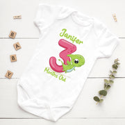 Personalised Dinosaur Monthly Milestone Bodysuit | Custom Name Baby Grows Set 1-12 Months