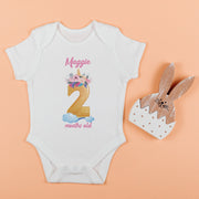 Personalised Floral Number Monthly Milestone Bodysuit | Custom Name Baby Grows Set 1-12 Months
