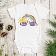Personalised Rainbow Monthly Milestone Bodysuit | Custom Name Baby Grows Set 1-12 Months
