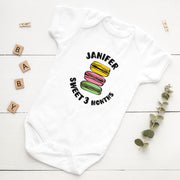 Personalised Dessert Monthly Milestone Bodysuit | Sweet Theme Custom Name Baby Grows 1-12 Months