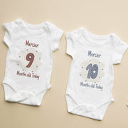 Personalised Monthly Milestone Baby Bodysuit | Custom Name Babygrow 1-12 Months | Photo Prop Gift
