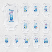 Body de bébé inspiré par le poisson, body de bébé personnalisé sous-marin avec prénom, body de bébé milestone mensuel personnalisé style poisson