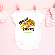 Special Pizza Delivery Baby Announcement Bodysuit | Pregnancy Reveal Baby Grow | Gender & Date Reveal
