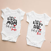 Personalised Happy Birthday Mummy & Daddy Baby Bodysuit | Festive Birthday Baby Grow Gift | 0-24M