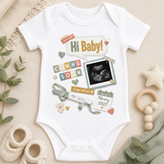 Personalised Pregnancy Announcement Baby Bodysuit | Coming Soon Due Date Baby Grow | Hi Baby Reveal