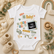Personalised Pregnancy Announcement Baby Bodysuit | Coming Soon Due Date Baby Grow | Hi Baby Reveal