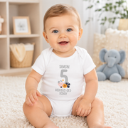 Personalised Grey Floral Monthly Milestone Bodysuit | Custom Name Baby Grows Set 1-12 Months