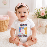 Personalised Unicorn Doodle Monthly Milestone Bodysuit | Custom Name Baby Grows Set 1-12 Months