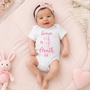 Personalised Floral Pink Monthly Milestone Bodysuit | Custom Name Baby Grows Set 1-12 Months