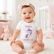 Personalised Unicorn Theme Monthly Milestone Bodysuit | Custom Name Baby Grows Gift Set 1-12 Months