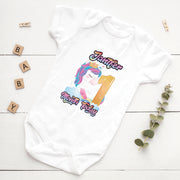 Personalised Unicorn Doodle Monthly Milestone Bodysuit | Custom Name Baby Grows Set 1-12 Months