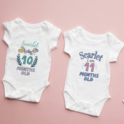 Bodies personnalisés adorables pour bébés, étapes mensuelles, body bébé personnalisé, joli débardeur bébé, ensemble de bodies personnalisés avec prénom pour les étapes clés
