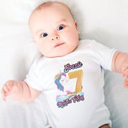 Personalised Unicorn Doodle Monthly Milestone Bodysuit | Custom Name Baby Grows Set 1-12 Months