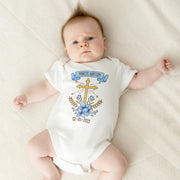 Personalised Baby Baptism Bodysuit & Christening Outfit | Custom Name Baby Grow Blue & Pink