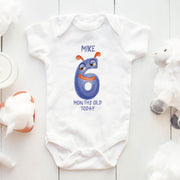 Personalised Little Monster Monthly Milestone Bodysuit | Custom Name Baby Grows Set 1-12 Months