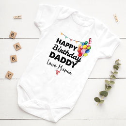 Happy Birthday Mummy & Daddy Baby Bodysuit | Baby Birthday Photo Prop | Mum & Dad Gift from Baby