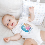 Personalised Little Mermaid Monthly Milestone Bodysuit Set | Custom Name Baby Grows 1-12 Months