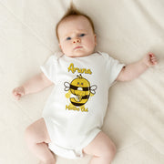 Personalised Honey Bee Monthly Milestone Bodysuit | Custom Name Baby Grows Set 1-12 Months