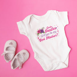 Will You Be My Godmother? Proposal Baby Bodysuit | Personalised Godmother Request Baby Grow