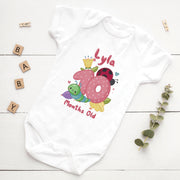 Personalised Cute Animal Monthly Milestone Bodysuit | Custom Name Baby Vest Set 1-12 Months