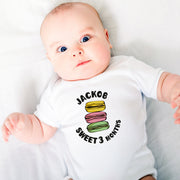 Personalised Dessert Monthly Milestone Bodysuit | Sweet Theme Custom Name Baby Grows 1-12 Months