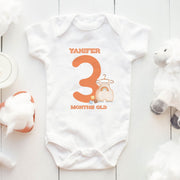 Personalised Monthly Milestone Bodysuit Set | Custom Name Baby Vest 1-12 Months | Baby Shower Gift