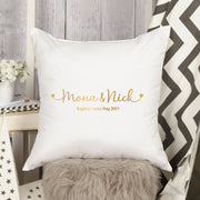 Personalised Couple Anniversary Cushion | Gold & Black Red Styles | Custom Name Pillow | Wedding Gift