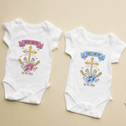 Personalised Baby Baptism Bodysuit & Christening Outfit | Custom Name Baby Grow Blue & Pink