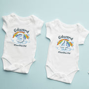 Personalised Rainbow Cloud Monthly Milestone Bodysuit | Custom Name Baby Grows Set 1-12 Months