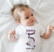 Personalised Unicorn Monthly Milestone Bodysuit | Custom Name Baby Grows Set 1-12 Months