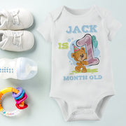 Personalised Teddy Bear Monthly Milestone Bodysuit | Custom Name Baby Grows Set 1-12 Months