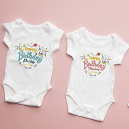 Personalised Happy Birthday Mummy & Daddy Baby Bodysuit | 4 Styles | Mum & Dad Birthday Baby Grow Gift
