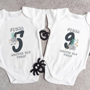 Personalised Black Floral Monthly Milestone Bodysuit | Custom Name Baby Grows Set 1-12 Months