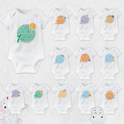 Personalised Monthly Milestone Baby Bodysuit | Custom Name Baby Grows Set for Each Month 1-12