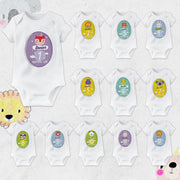 Body personnalisé mensuel étape bébé, Bodys animaux pour bébés, Gilet de bébé jalon mensuel style animal