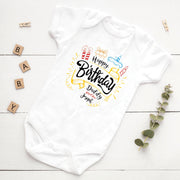 Personalised Happy Birthday Mummy & Daddy Baby Bodysuit | 4 Styles | Mum & Dad Birthday Baby Grow Gift