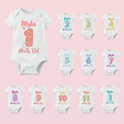 Bodies bébé personnalisés pour les jalons mensuels, body bébé personnalisé, coffret cadeau jalons nouveau-né