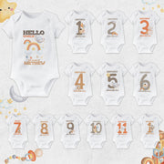 Personalised Monthly Milestone Bodysuit Set | Custom Name Baby Vest 1-12 Months | Baby Shower Gift