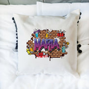 Personalised Graffiti Name Cushion | Urban Street Art Style Custom Name Pillow | 16x16 inch