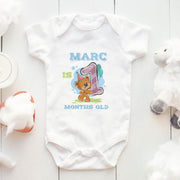 Personalised Teddy Bear Monthly Milestone Bodysuit | Custom Name Baby Grows Set 1-12 Months