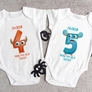 Personalised Little Monster Monthly Milestone Bodysuit | Custom Name Baby Grows Set 1-12 Months