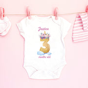 Personalised Floral Number Monthly Milestone Bodysuit | Custom Name Baby Grows Set 1-12 Months