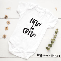 Personalised New to the Crew Baby Bodysuit | Custom Name Newborn Gift | 4 Styles | Coming Home Outfit