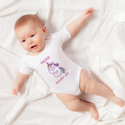 Personalised Unicorn Theme Monthly Milestone Bodysuit | Custom Name Baby Grows Gift Set 1-12 Months