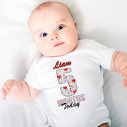 Personalised Love & Hearts Monthly Milestone Bodysuit | Custom Name Baby Grows Set 1-12 Months