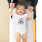 Personalised Pink Hearts Monthly Milestone Bodysuit Set | Love Theme Baby Vest 1-12 Months