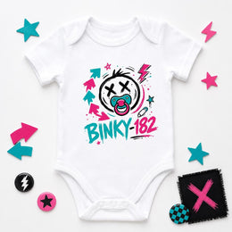 Binky 182 Babybody, Pop-Punk Baby-Weste, Punkrock-Baby-Strampler, Alternative Babykleidung, Rockmusik-Babygeschenk, Binky 182 Neugeborenen-Outfit